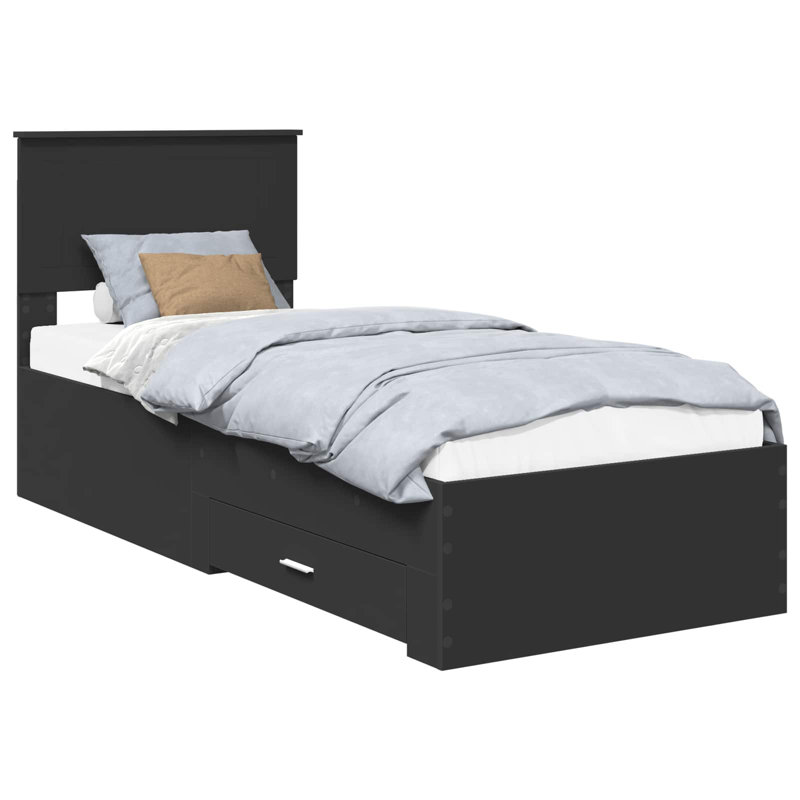 Bed, Small Single (2'6), Black/Silver