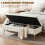 Banc de chambre rembourré avec pieds en métal de ton or, beige-130131467