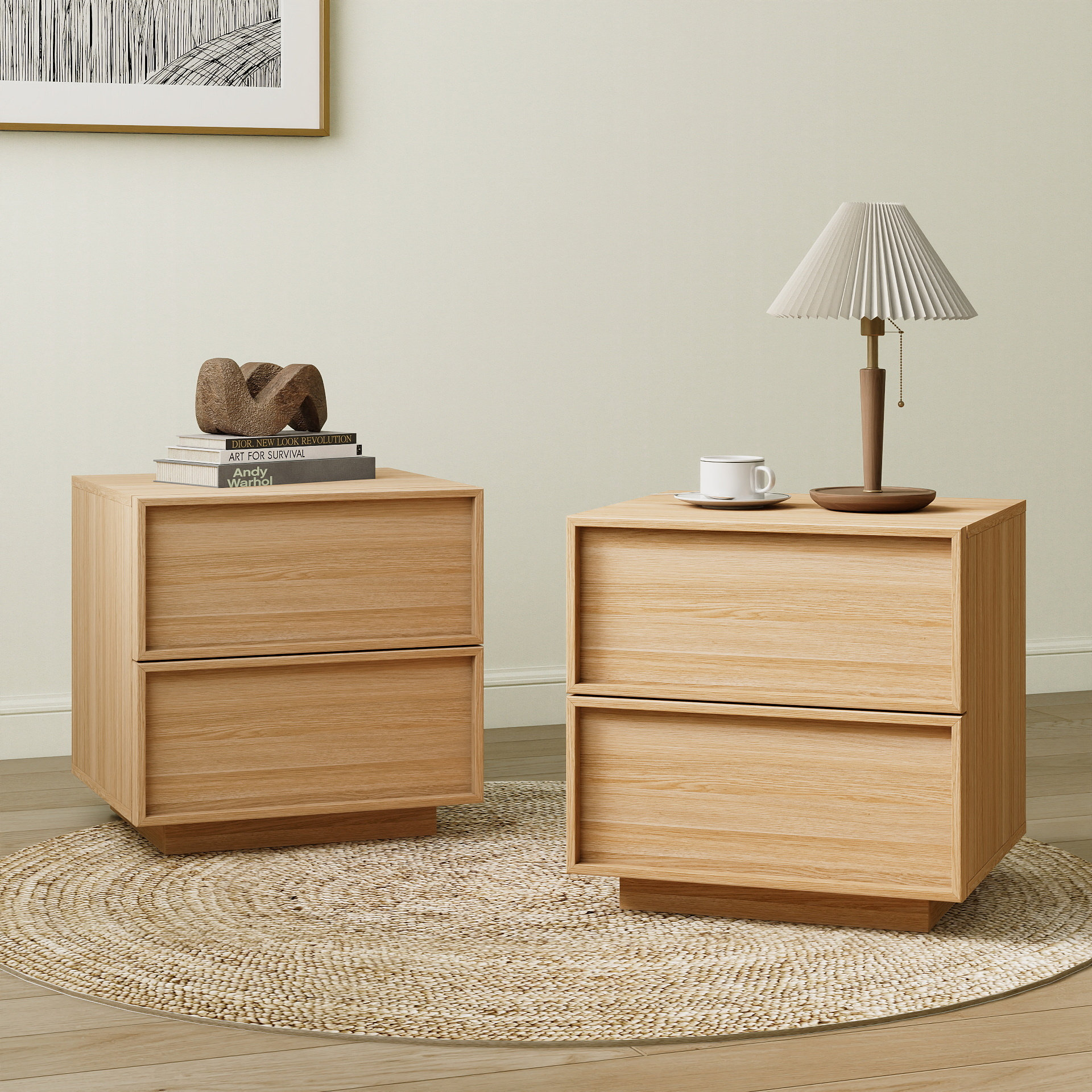 Latitude Run® 18.9" Wooden Nightstand with 2 Drawers | Wayfair