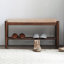Banc rembourré en bois massif noyer-473370167
