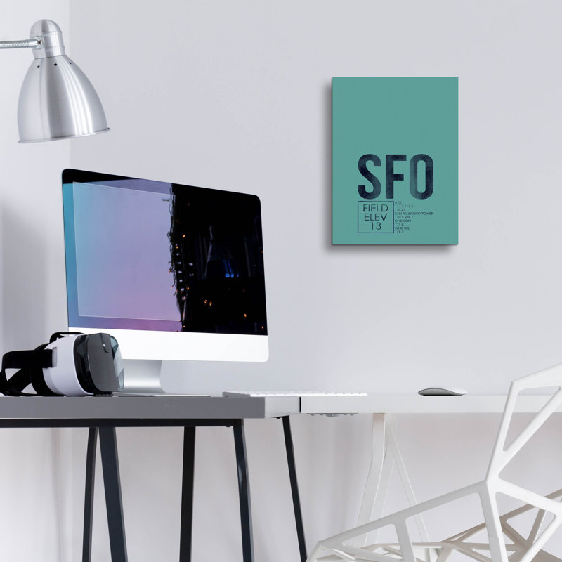 "SFO ATC" par O8 à gauche, H 16 po x l 12 po x P 0,13 po