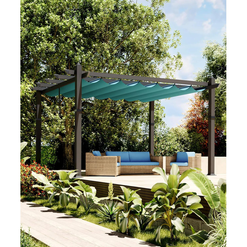 Modern Aluminum Pergola, Outdoor Pergola with Adjustable Canopy, Stable 4-Sided Base, Aluminum Gazebos for Backyard