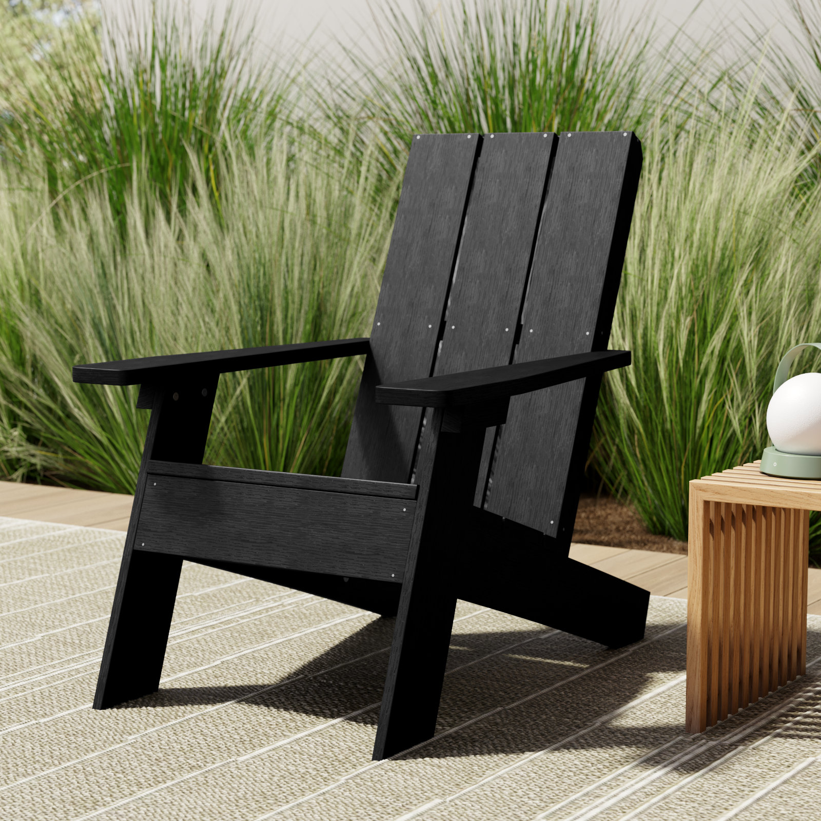 Byrnes Outdoor Adirondack Set, Black