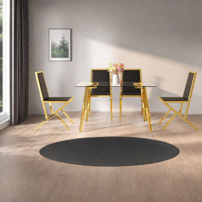Dining Table Sets(must Include Both Table And Chair), Glass Metal Modern Home