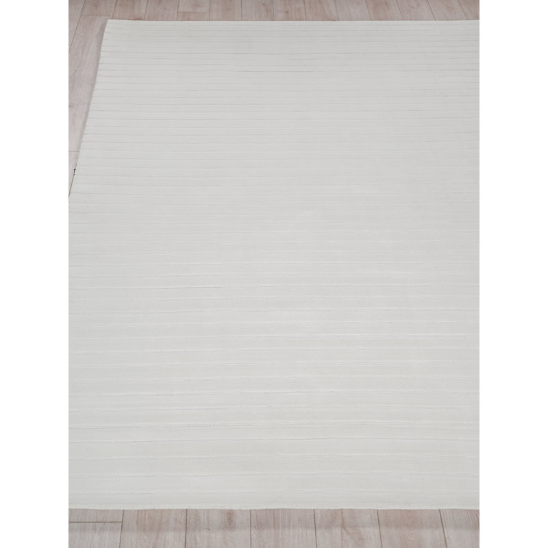 Amani Modern Handmade Silky Nylon, White Area Rug, Rectangle 2' x 3'