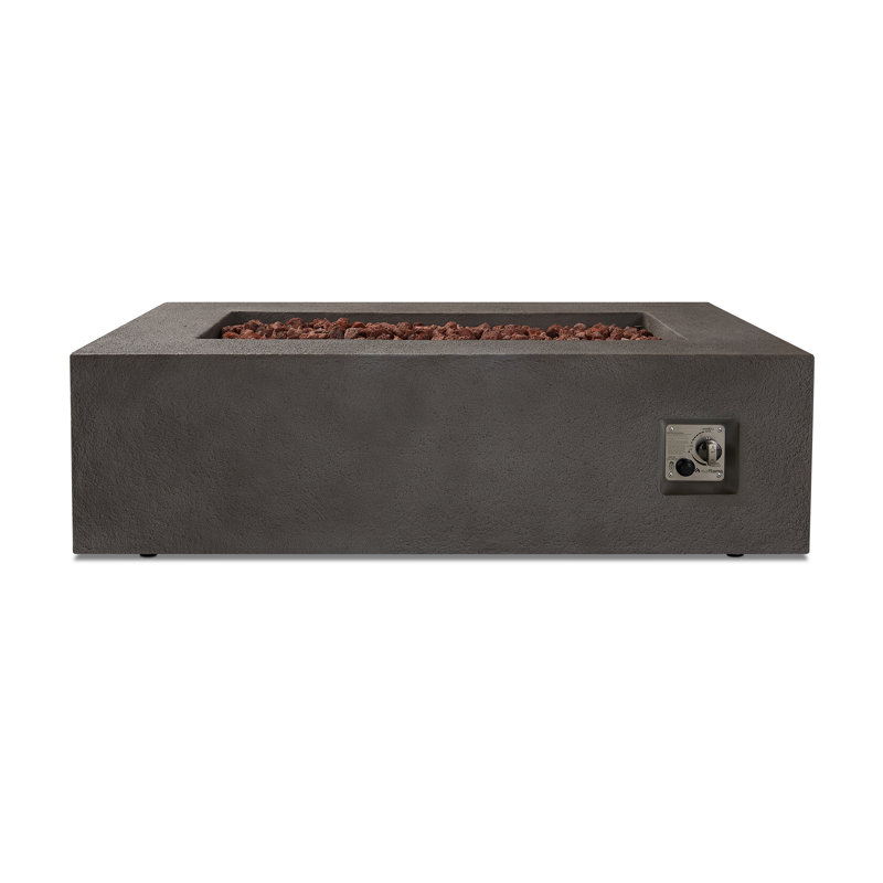 BALTIC Concrete Fire Pit Table with Lid, Glacier Gray, Propane, 15.75" H x 50.5" W x 32.5" D