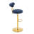 Modern Velvet Upholstered Swivel Adjustable Bar Stools with Gold Chrome Base-129021711