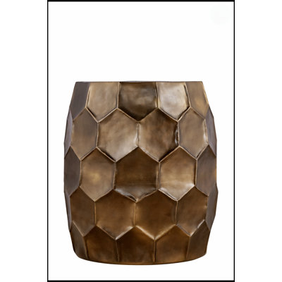 Modern Contemporary Aluminum 21-Inch End Table With Glossy Diamond-Patterned Base, Perfect For Small Spaces And Elegant Decor