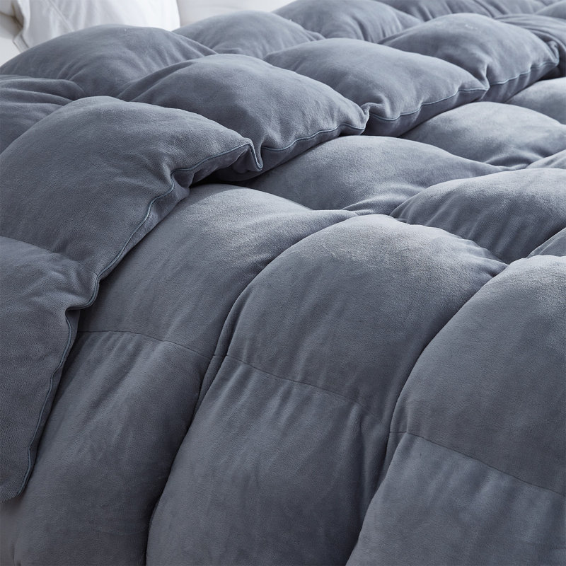 Ensemble d'édredon en microfibre 5 pièces, Gris argenté, Édredon pour très grand lit + 2 très grandes ta