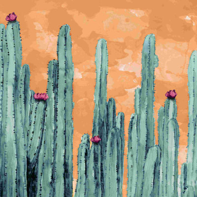 Aquarelle de cactus orange