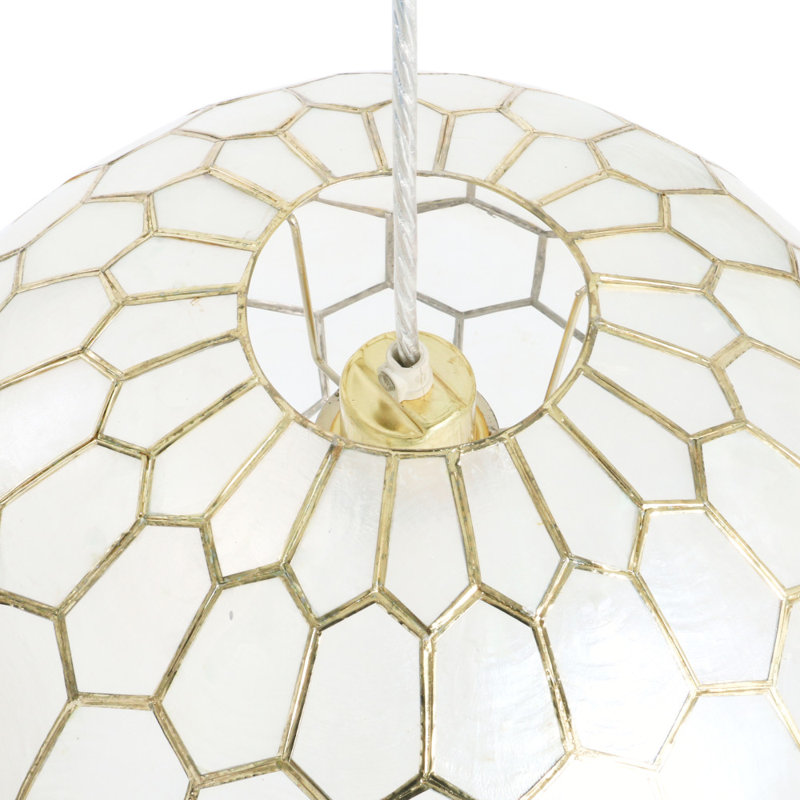 Luminaire suspendu sphère fabriqué à la main 1 lumière Abbington, H 15 po x l 16 po x P 16 po, Or