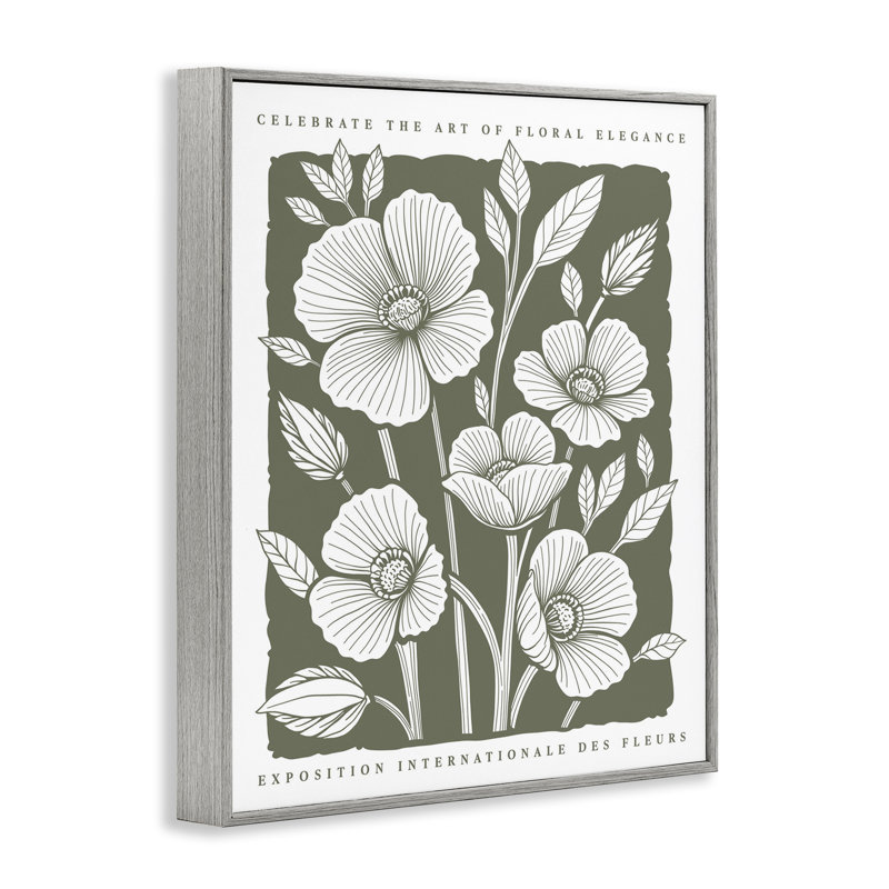 «Moss Hued Florals», art de la giclée encadrée, design par lettré et doublé, Estampe numérique Farmhouse, H 20 po x l 16 po
