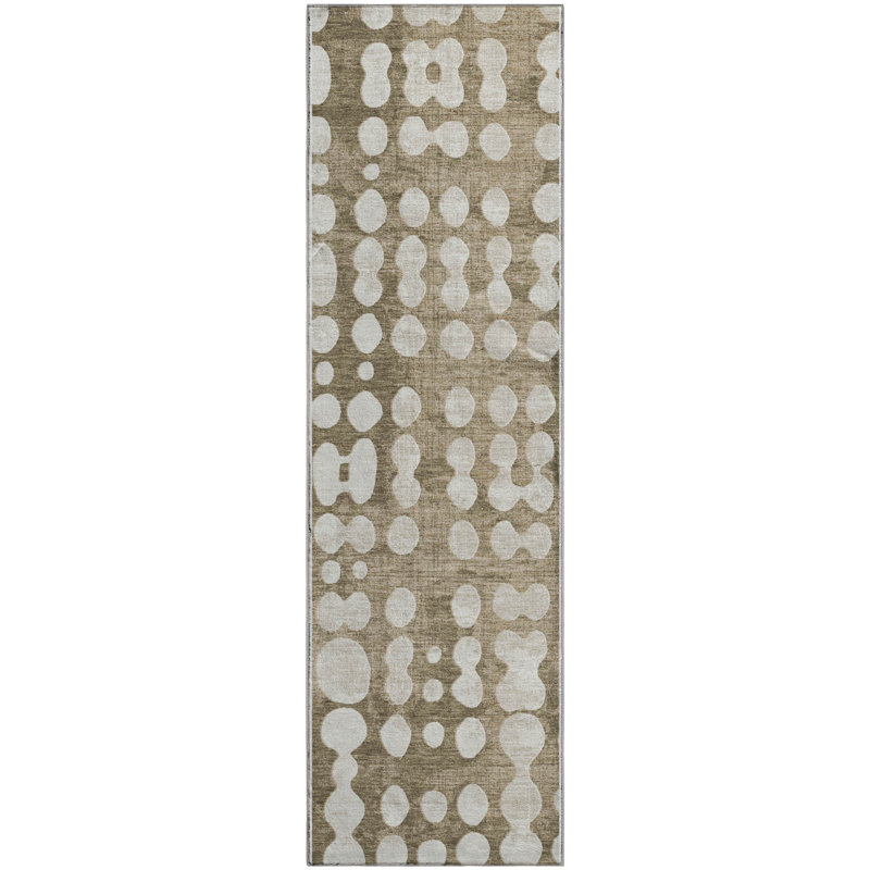 Premium Machine Washable Prisco Taupe Rug, Runner 2'3" x 7'6"