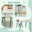 3 Piece Green Engineered Wood Kids Activity Table And Two Chairs Set Animal Print Children Play Furniture For Ages Three To Six Indoor Craft Study Station Easy Clean Surfaces
