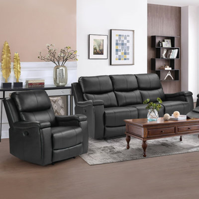 Chesa 2 Piece Faux Leather Reclining Living Room Set with Hidden Cupholder
