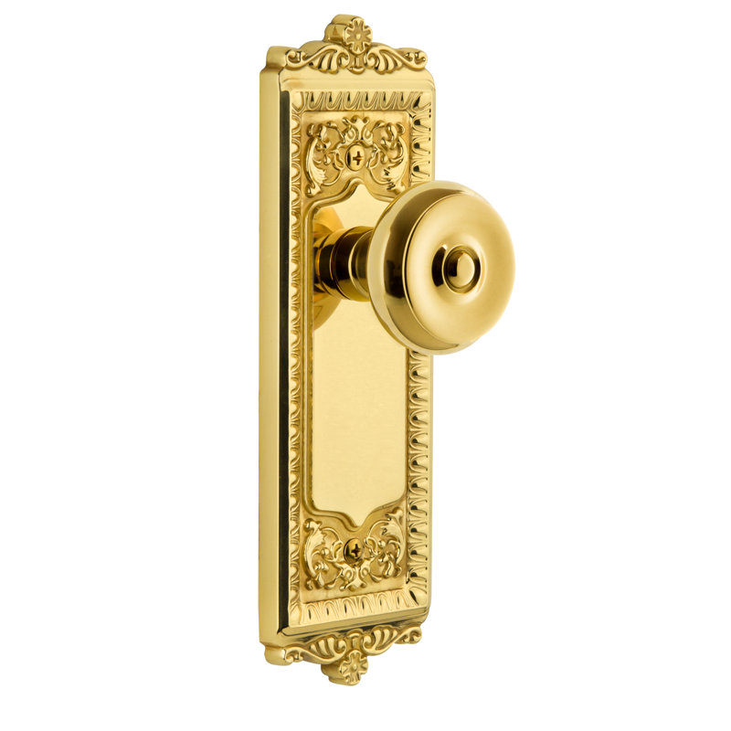 Plaque de passage Grandeur avec bouton de porte Windsor, 2 3/8", Laiton intemporel