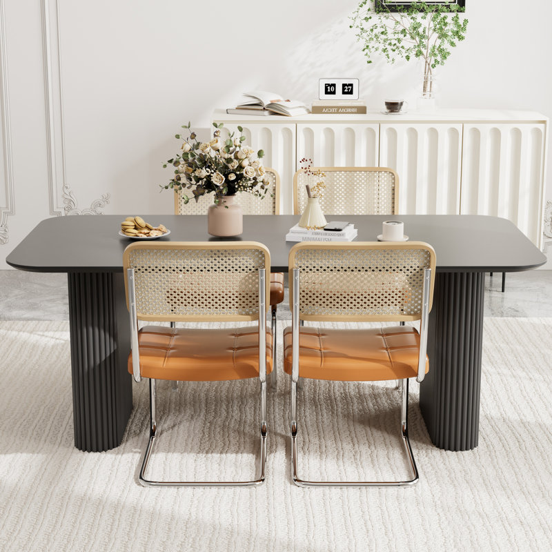 Ensemble de table de salle à manger 70,9 po, 5, Noir, Brun