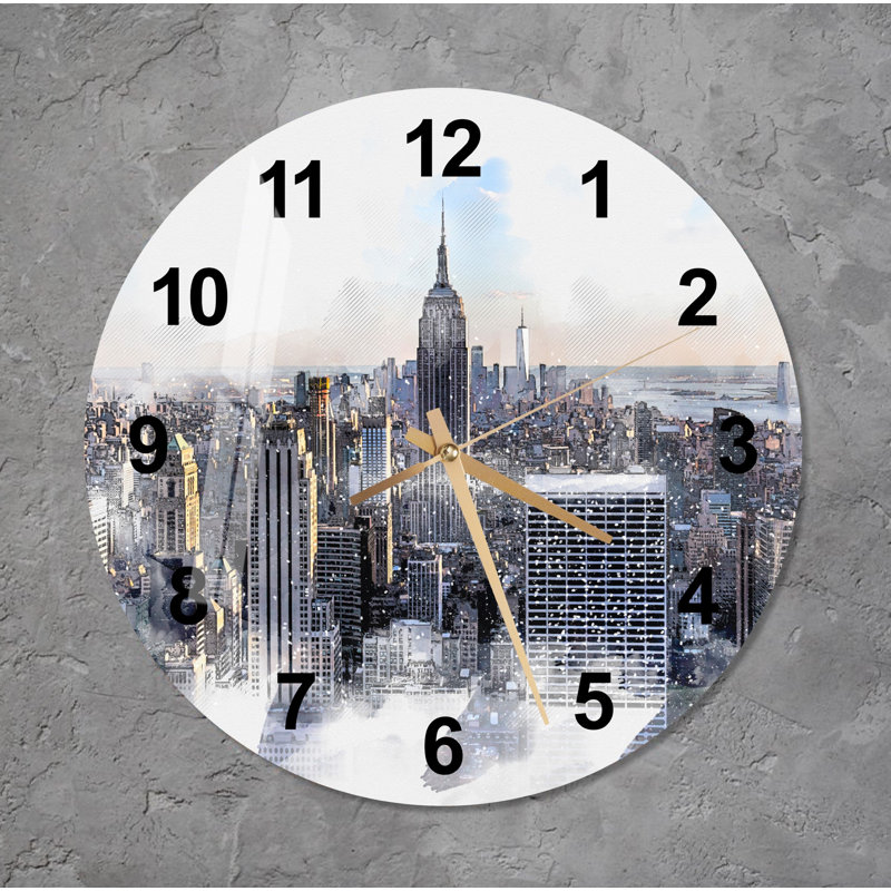Horloge murale silencieuse New York, Noir