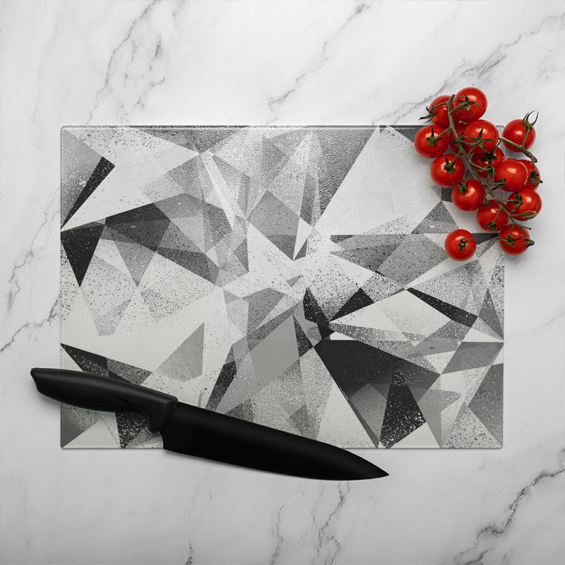 Geometric Grunge Pattern Glass Chopping Board