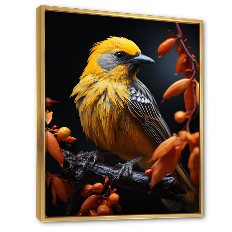 Bird Wings Of Majesty - Décoration murale animaux, Cadre flottant doré, H 32 po x l 24 po x P 1 po