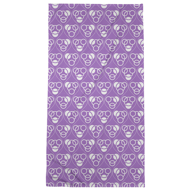 Serviette de bain à motif de cercles et de vagues Classic, Mauve foncé / blanc
