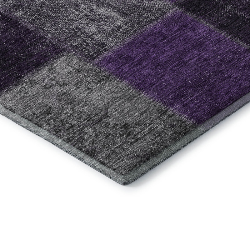 Tapis aubergine de qualité supérieure lavable à la machine Prisco, Rectangle 1 pi 8 po x 2 pi 6 po