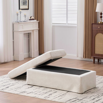 Repose-pieds carré avec repose-pieds en métal noir de 43,7 po de largeur avec repose-pieds en chenille de 43,7 po de largeur pour le salon, l'entrée et le bureau