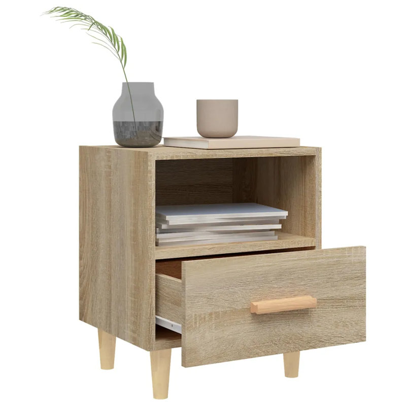 Marazi 40cm W Bedside Table, Oak, Individual