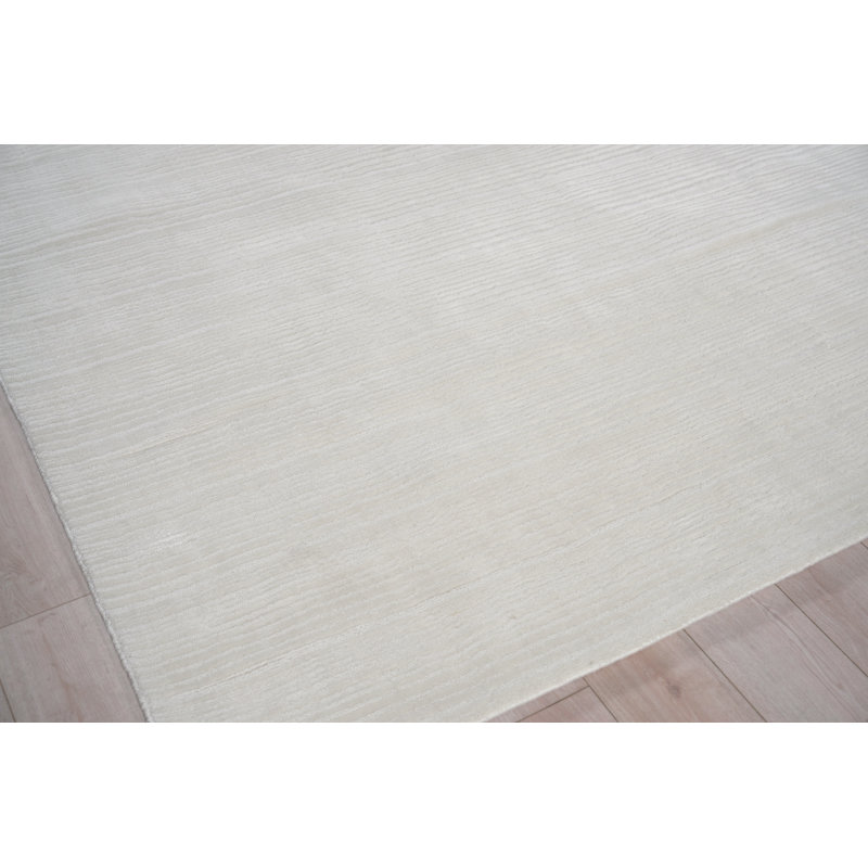 Cavallo Modern handloomed Nylon/Wool Silver Area Rug, Rectangle 8' x 10', White
