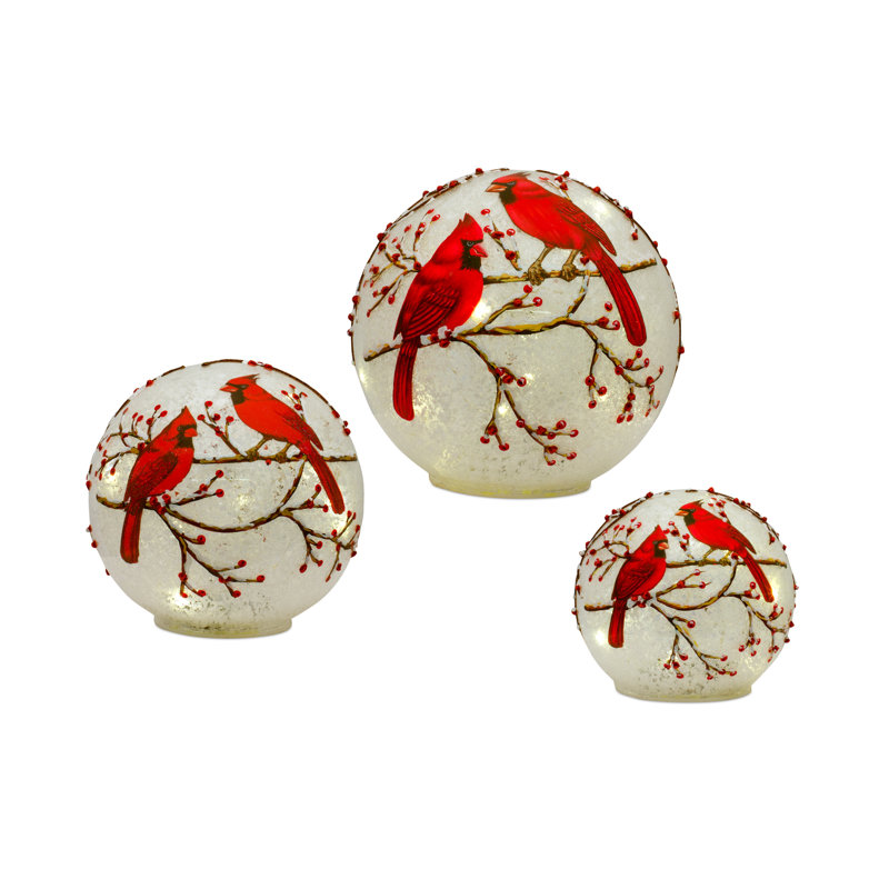 3 Piece LED Cardinal Globe Set