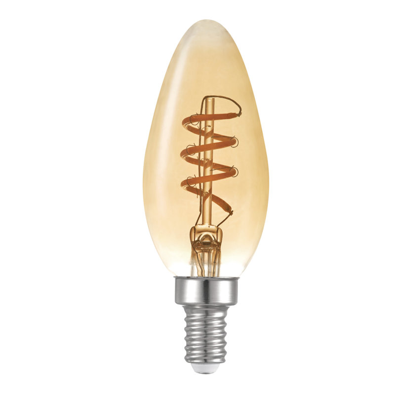 Vintage Amber Glass Dimmable LED Candelabra Bulb, 4.5W