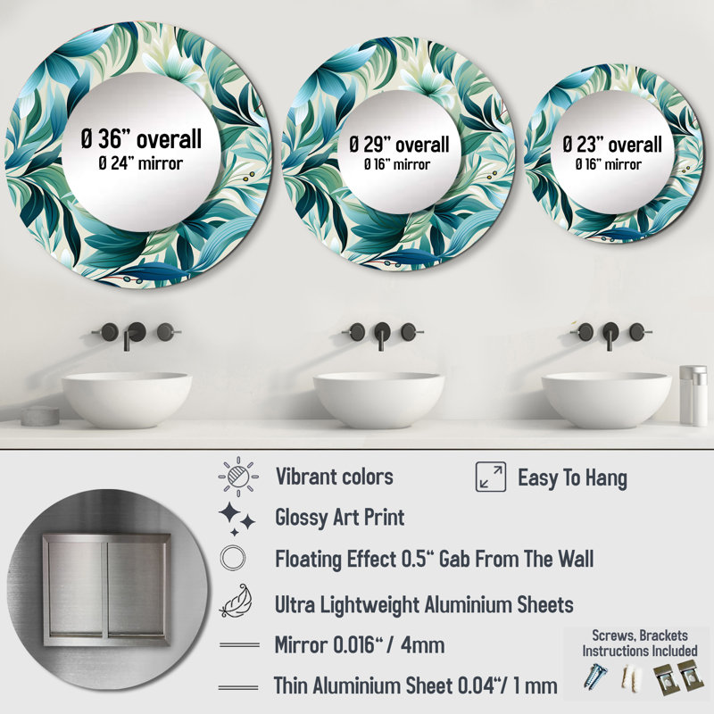 Motif botanique Rileey Oceanic Foliage - tropical, 23 po x 23 po, Round