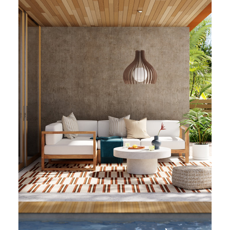 Upland 5-Piece Teak Wood Outdoor Sectional Sofa Set with Table