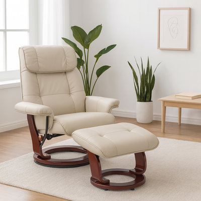 Célia Leather Swivel Recliner with Ottoman