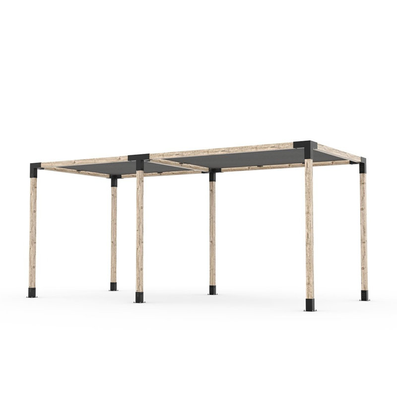 Ensemble de pergola double 8 'x 18' Toja avec 2 voiles d'ombrage pour poteaux en bois 4 x 4 Toja, l 8 pi x P 18 pi