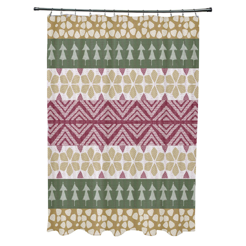 Rideau de douche simple Asuna Fair Isle, Vert