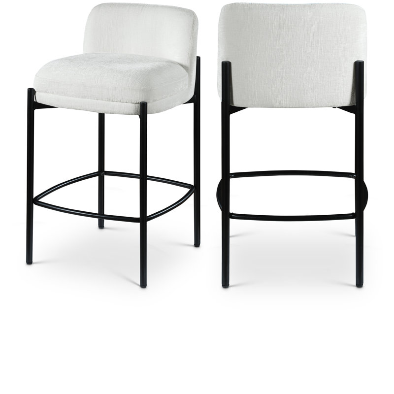 Brixen Upholstered Counter Stool with Metal Frame, Cream Chenille Fabric
