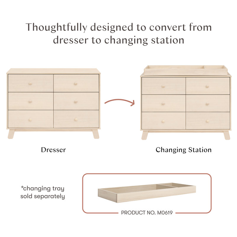 Hudson Modern 6-Drawer Assembled Double Dresser, Ivory