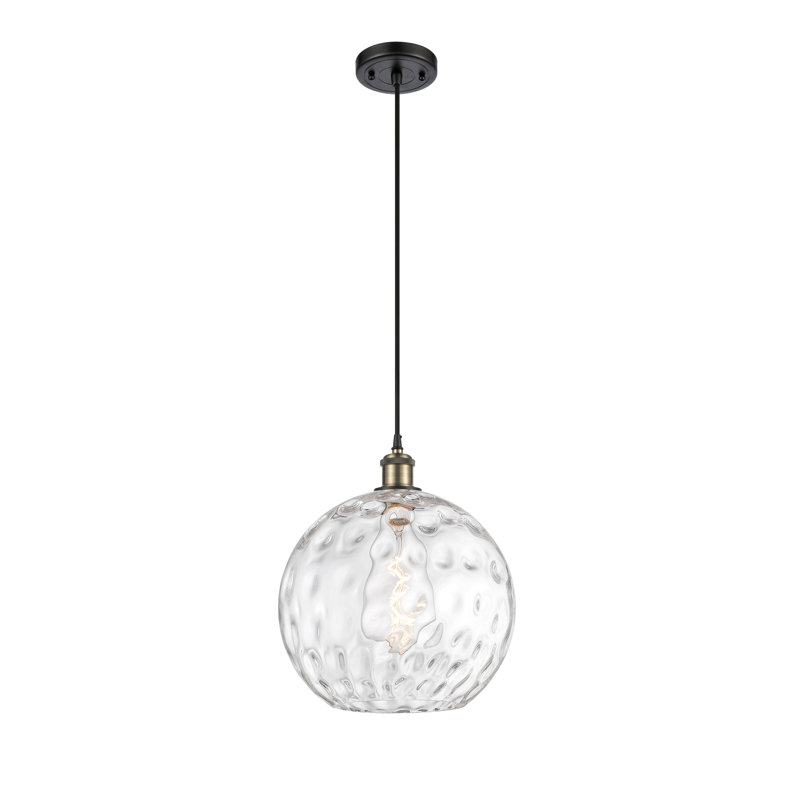 Luminaire suspendu sphère 1 lumière Roxane, DEL, H 15 po x l 12 po x P 12 po, Laiton antique noir