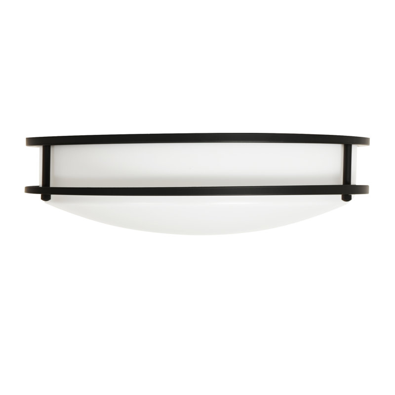 Arjit Acrylic LED Flush Mount, Matte Black, 4" H x 14" W x 14" D