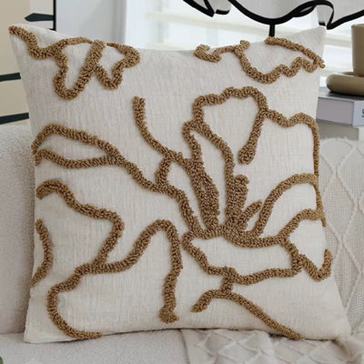 Housse de coussin touffeté fleur - Rouille