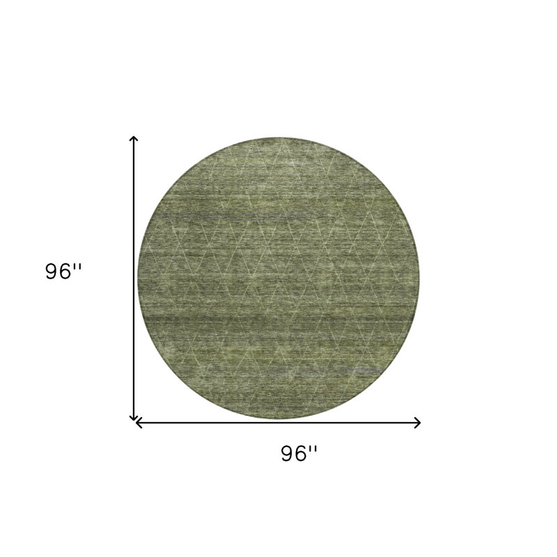 Tapis intérieur / extérieur rond lavable 8 pi vert olive et ivoire
