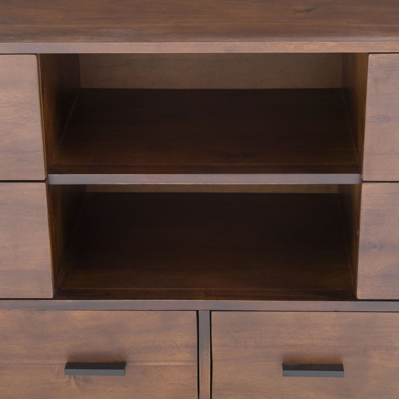 Ensemble de chambre avec lit plateforme 5 pièces Boushra, Noyer foncé, Grand