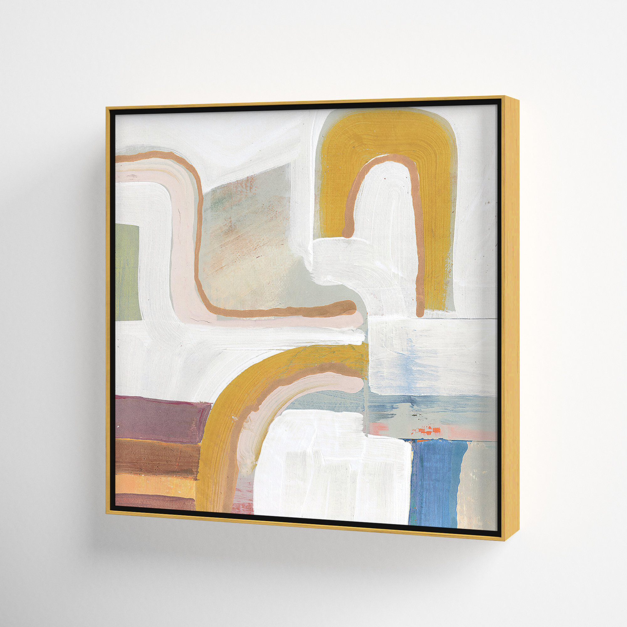 Together Again I by Cartissi - Floater Frame Painting Print on Canvas, 13.5" H x 13.5" W, Espresso