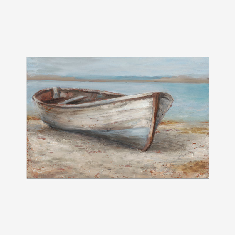 Whitewashed Boat I by Ethan Harper - Painting, 81cm H x 122cm W, Paper Print