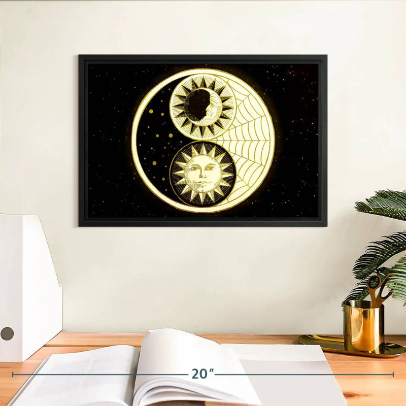 Soleil et lune Yin Yang, H 9 po x l 13 po