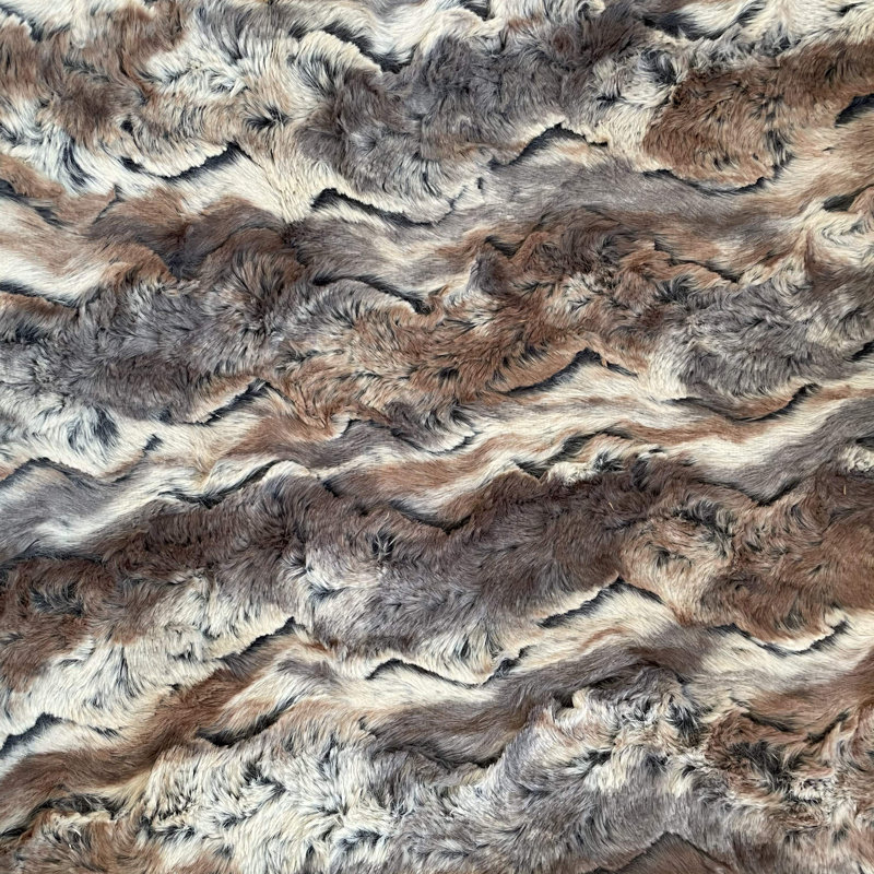 Couverture en fausse fourrure de lapin sauvage Plutus, Brun, L 70 po x L 90 po