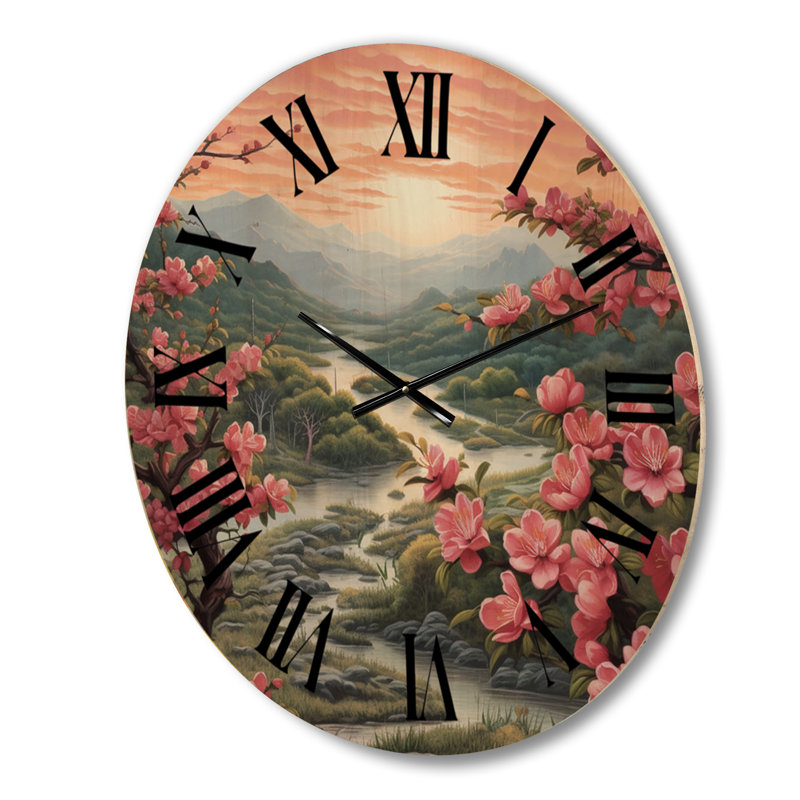 Horloge murale Peach Blossom Bliss I, Grand