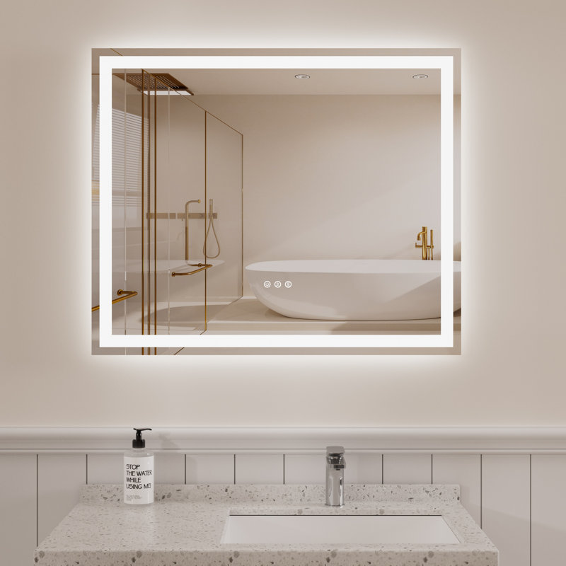 Rectangular Frameless LED Bathroom Vanity Mirror, 36" x 60"