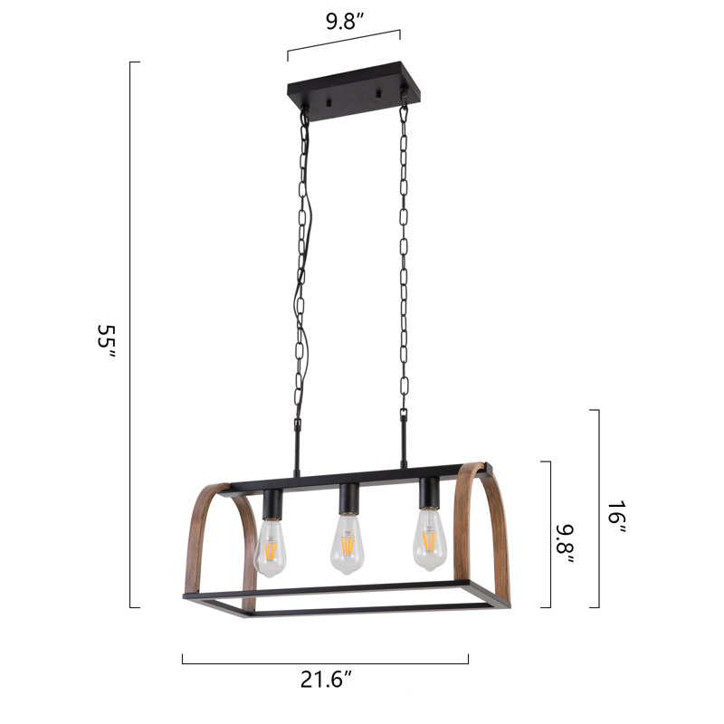 Tykiesha 3 - Light Brown/Black Square/Rectangle Pendant